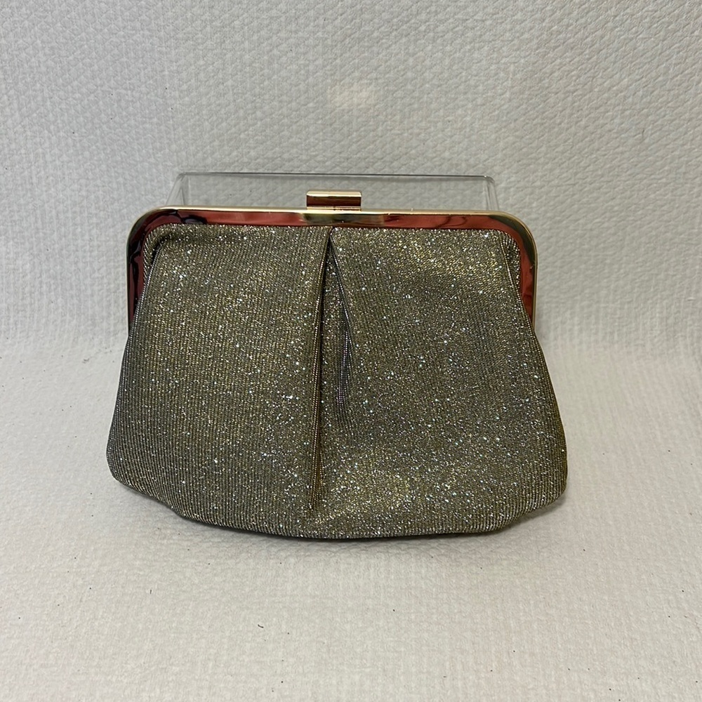 A new day -‎ gold metal frame clutch with sparkle fabric